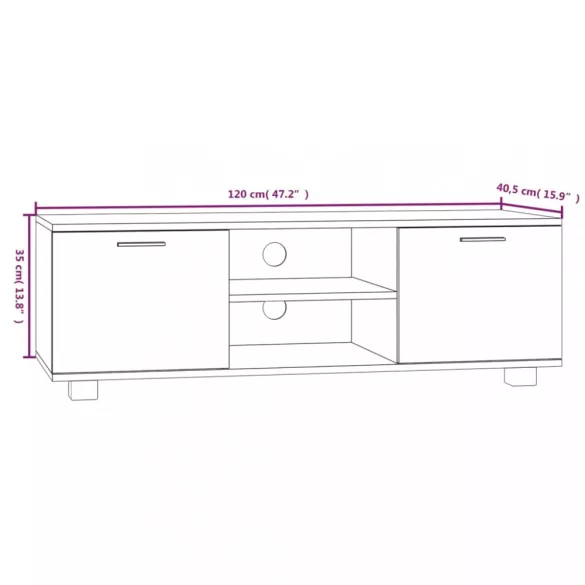 fehér szerelt fa TV-szekrény 120 x 40,5 x 35 cm