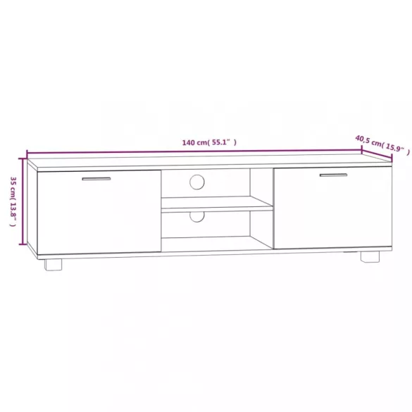 fehér szerelt fa TV-szekrény 140 x 40,5 x 35 cm