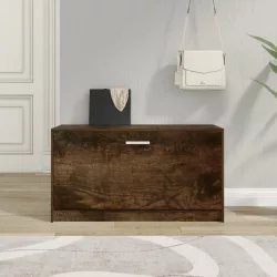   füstös tölgy színű szerelt fa cipőtároló pad 80 x 24 x 45 cm