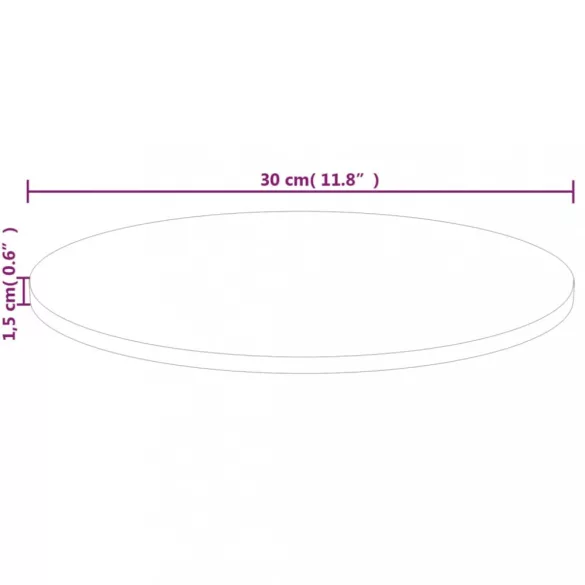 kerek kezeletlen tömör tölgyfa asztallap Ø30 x 1,5 cm
