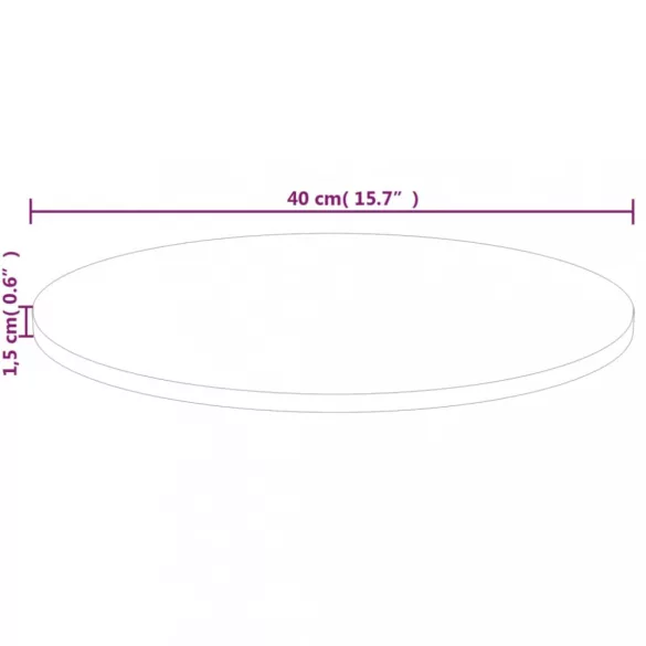 kerek kezeletlen tömör tölgyfa asztallap Ø40 x 1,5 cm