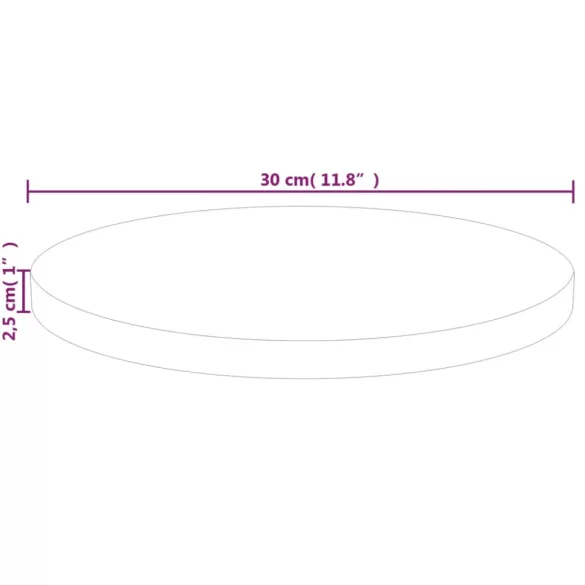 kerek kezeletlen tömör tölgyfa asztallap Ø30 x 2,5 cm