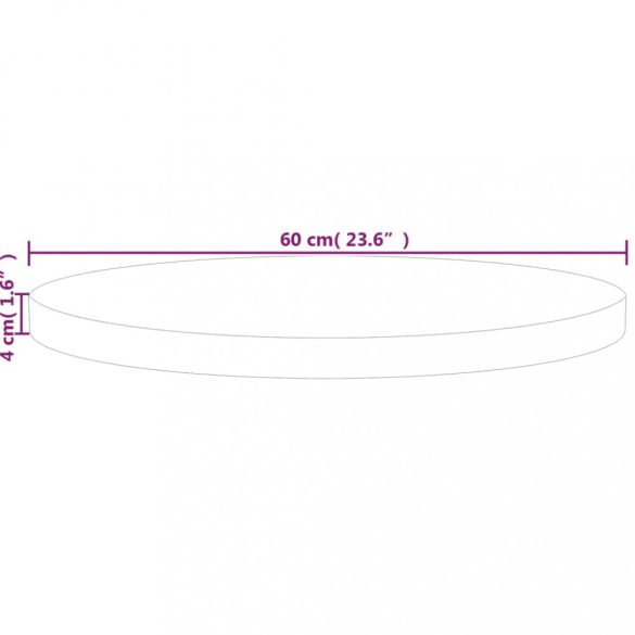 kerek kezeletlen tömör tölgyfa asztallap Ø60 x 4 cm