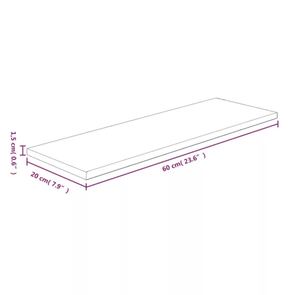 kezeletlen tömör tölgyfa polclap 60 x 20 x 1,5 cm