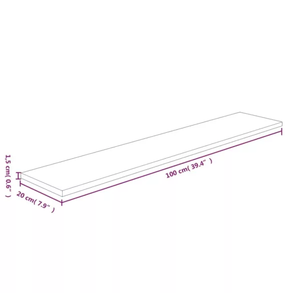 kezeletlen tömör tölgyfa polclap 100x20x1,5 cm