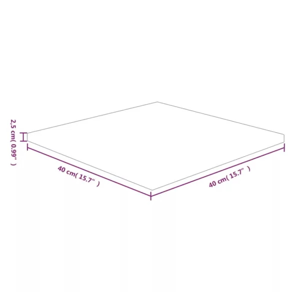 kezeletlen tömör tölgyfa négyzet asztallap 40x40x2,5 cm