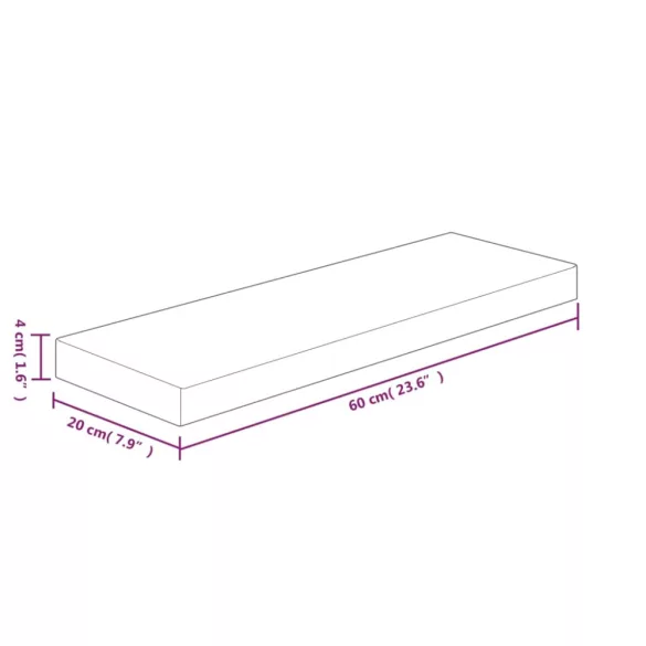 kezeletlen tömör tölgyfa polclap 60x20x4 cm