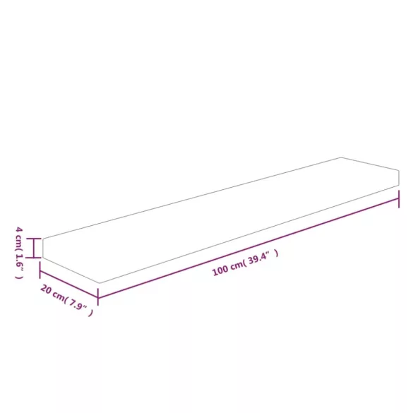 kezeletlen tömör tölgyfa polclap 100x20x4 cm