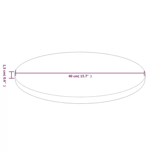 világosbarna kezelt tömör tölgyfa kerek asztallap Ø40x1,5 cm