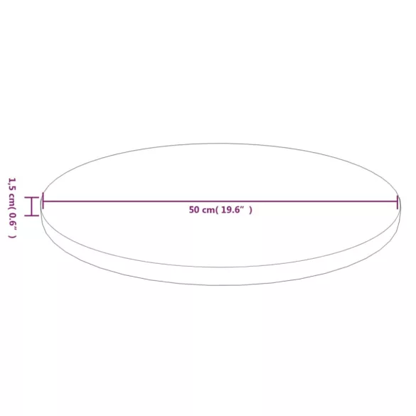 világosbarna kezelt tömör tölgyfa kerek asztallap Ø50x1,5 cm