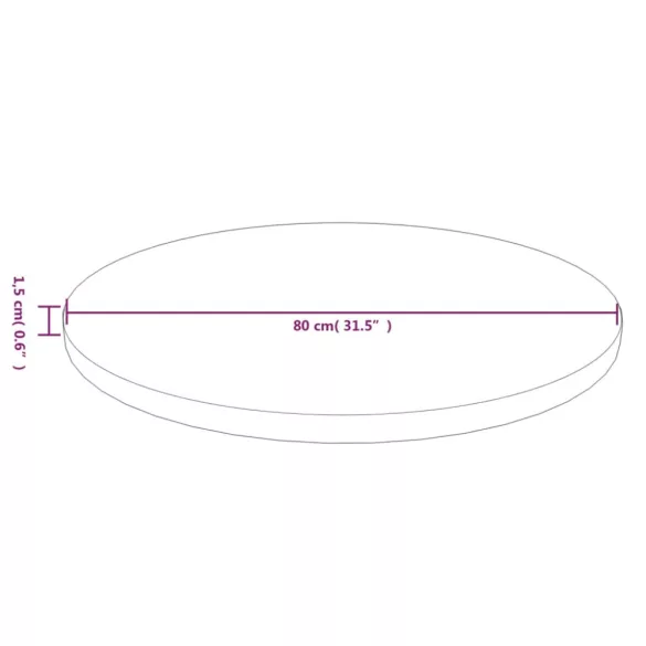 világosbarna kezelt tömör tölgyfa kerek asztallap Ø80x1,5 cm