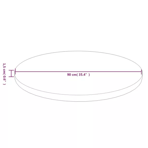 világosbarna kezelt tömör tölgyfa kerek asztallap Ø90x1,5 cm