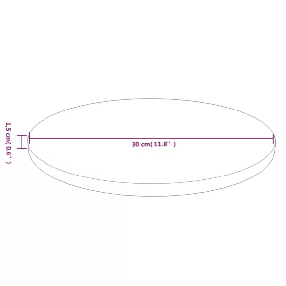 sötétbarna kezelt tömör tölgyfa kerek asztallap Ø30x1,5 cm