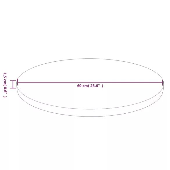 sötétbarna kezelt tömör tölgyfa kerek asztallap Ø60x1,5 cm