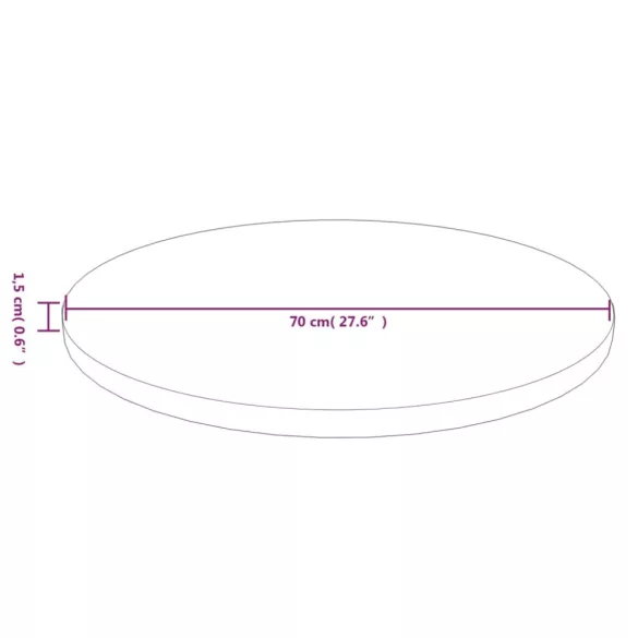 sötétbarna kezelt tömör tölgyfa kerek asztallap Ø70x1,5 cm