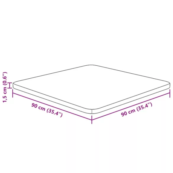 világosbarna kezelt tömör tölgyfa négyzet asztallap 90x90x1,5cm