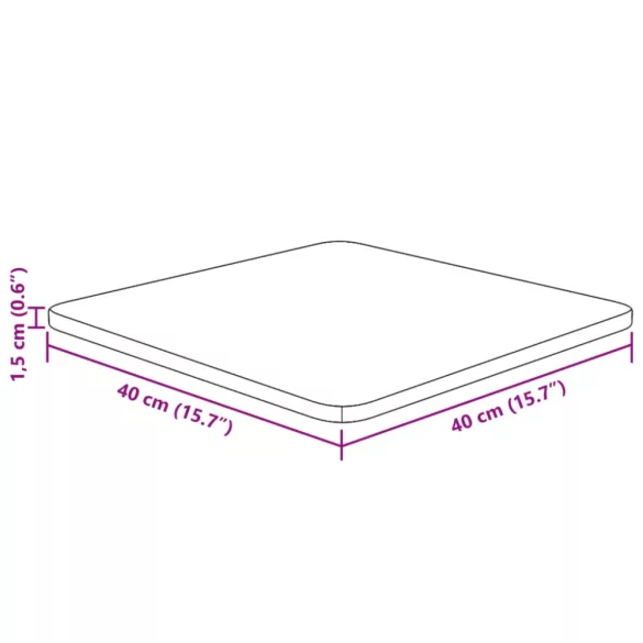 sötétbarna kezelt tömör tölgyfa négyzet asztallap 40x40x1,5cm