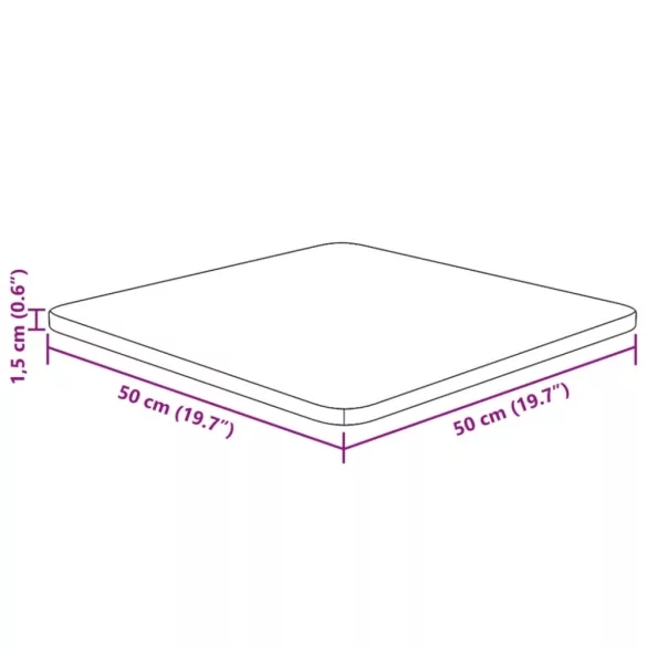 sötétbarna kezelt tömör tölgyfa négyzet asztallap 50x50x1,5cm