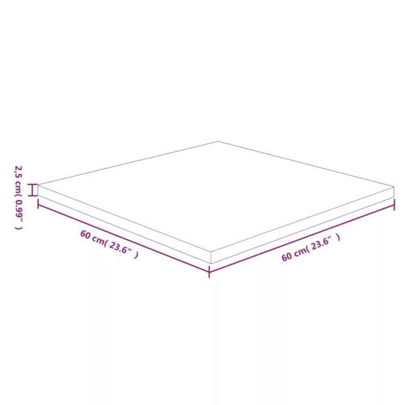 világosbarna kezelt tömör tölgyfa négyzet asztallap 60x60x2,5cm