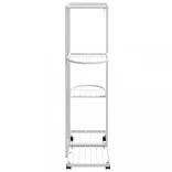 4 szintes fehér vas virágtartó állvány kerekekkel 44x23x80 cm