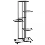 5-szintes fekete vas virágtartó állvány kerekekkel 44x23x100 cm