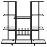 fekete vas virágtartó állvány kerekekkel 94,5 x 24,5 x 91,5 cm
