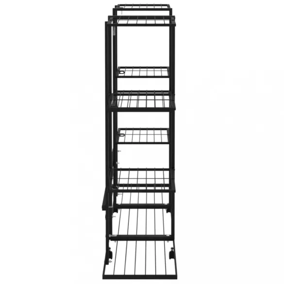 fekete vas virágtartó állvány kerekekkel 94,5 x 24,5 x 91,5 cm