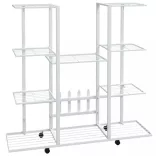 fehér vas virágtartó állvány kerekekkel 94,5 x 24,5 x 91,5 cm