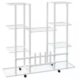 fehér vas virágtartó állvány kerekekkel 94,5 x 24,5 x 91,5 cm