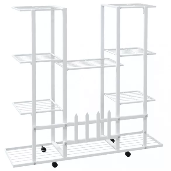 fehér vas virágtartó állvány kerekekkel 94,5 x 24,5 x 91,5 cm