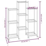 fekete vas virágtartó állvány kerekekkel 83 x 25 x 103,5 cm
