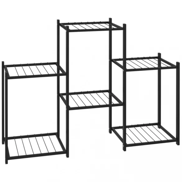 fekete vas virágtartó állvány 83 x 25 x 60 cm