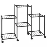 fekete vas virágtartó állvány kerekekkel 83 x 25 x 63,5 cm