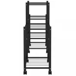 fekete vas virágtartó állvány kerekekkel 83 x 25 x 63,5 cm