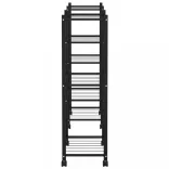 fekete vas virágtartó állvány kerekekkel 83 x 25 x 83,5 cm