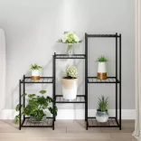 fekete vas virágtartó állvány 83 x 25 x 80 cm