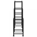 fekete vas virágtartó állvány kerekekkel 83 x 25 x 83,5 cm