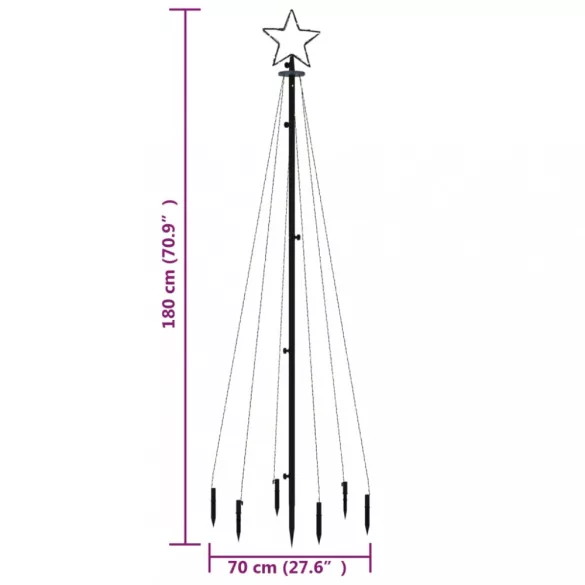 meleg fehér fényű karácsonyfa tüskével 108 LED-del 180 cm