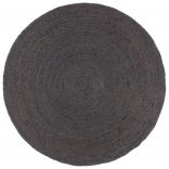 sötétszürke kézzel szőtt kör alakú jutaszőnyeg 210 cm