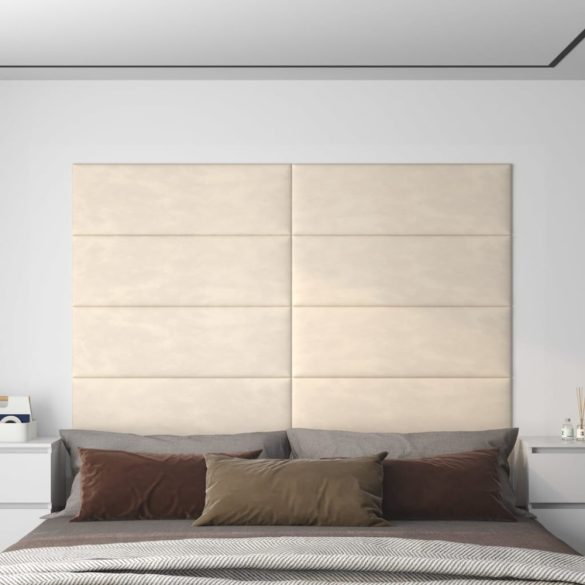 12 db krémfehér bársony fali panel 90 x 30 cm 3,24 m²