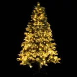 zöld PVC és PE megvilágított karácsonyfa fenyőtobozzal 195 cm