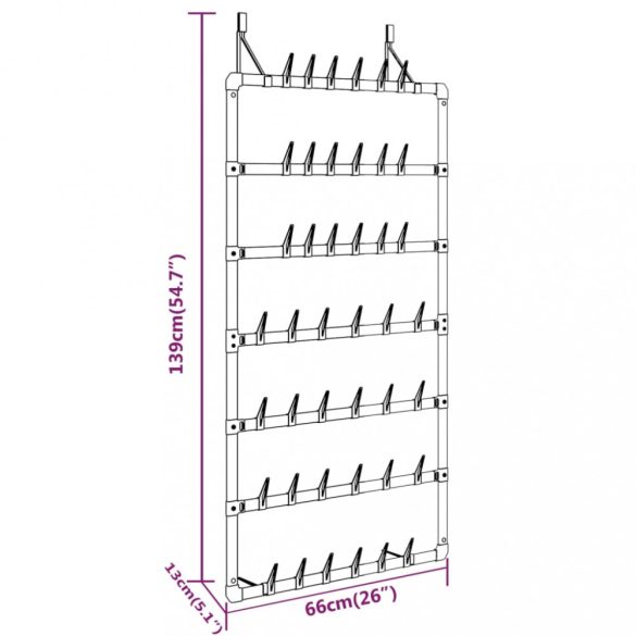 ezüst akasztós cipőtartó 66 x 13 x 139 cm