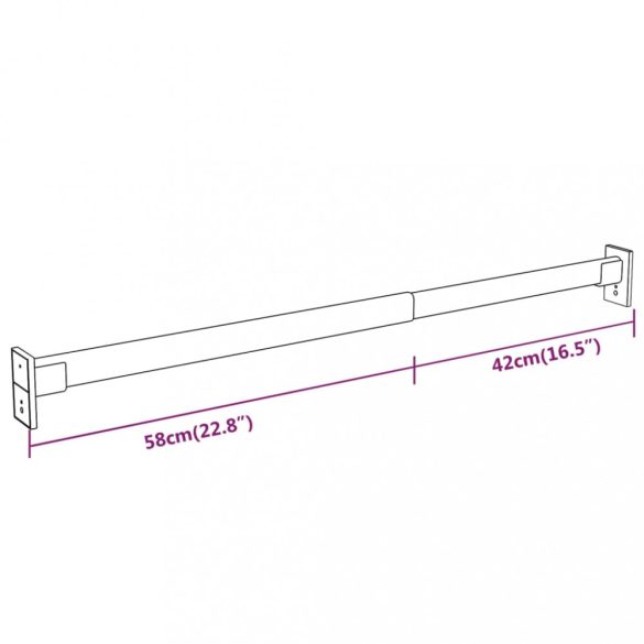 2 db ezüst teleszkópos gardróbsín 58-100 cm