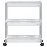 3 szintes ezüst és fehér alumínium tárolókocsi