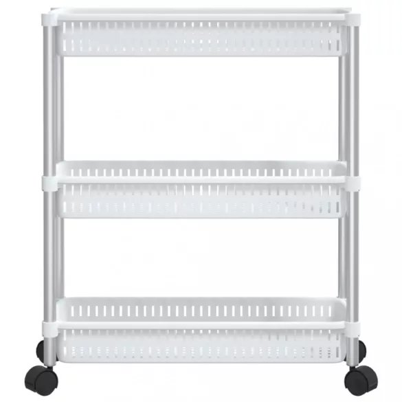 3 szintes ezüst és fehér alumínium tárolókocsi