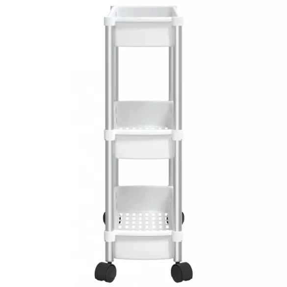 3 szintes ezüst és fehér alumínium tárolókocsi