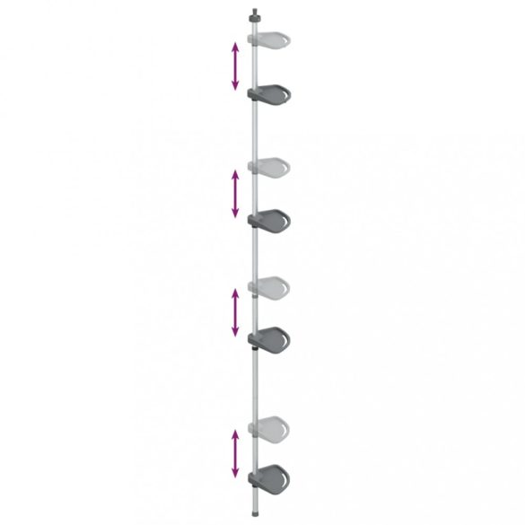 4 szintes ezüstszínű alumínium teleszkópos zuhanyzó-sarokpolc