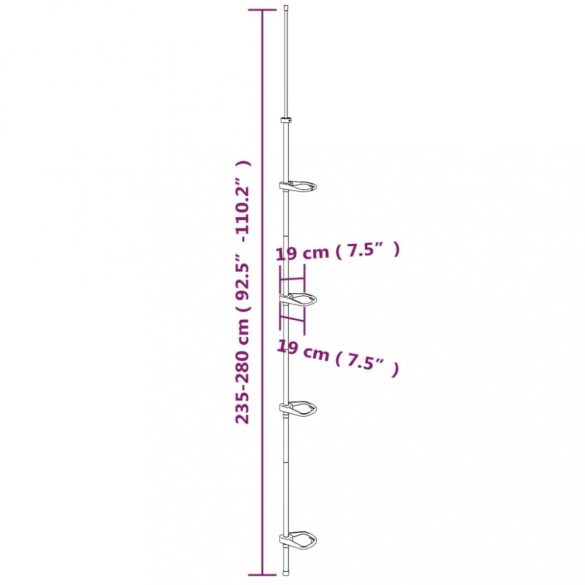 4 szintes ezüstszínű alumínium teleszkópos zuhanyzó-sarokpolc