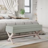 világosszürke bársony tárolóülőke 110 x 45 x 49 cm