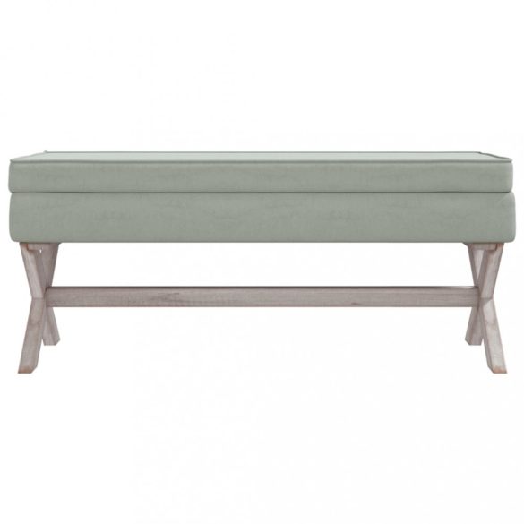 világosszürke bársony tárolóülőke 110 x 45 x 49 cm